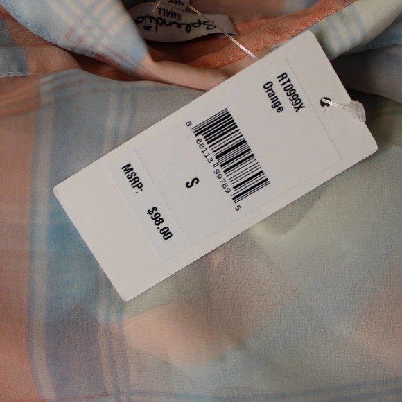 NWT Splendid Silky Plaid Button Down Top Blouse - Picture 6 of 8